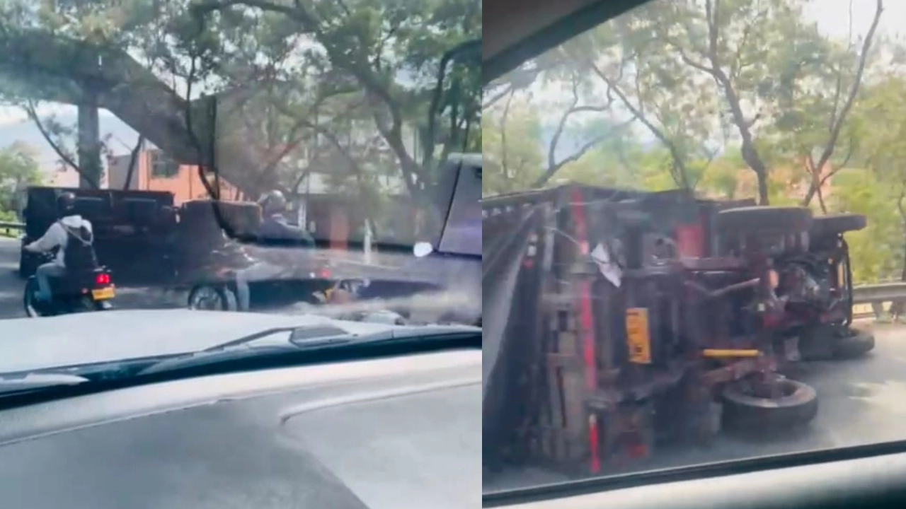 Video| ¡Se empieza a formar el taco! Camión se volcó en la Regional a la altura de Tricentenario camion-volcado-avenida-regional