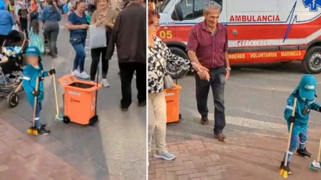 ¡Una ternurita! Niño disfrazado de escobita conquistó corazones en Marinilla