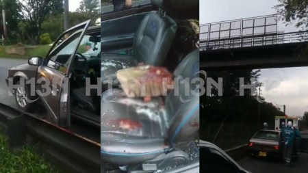 Gigantesca piedra fue lanzada desde un puente peatonal a un vehículo, el conductor resultó lesionado