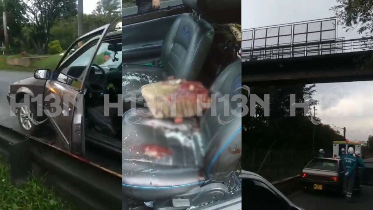 Gigantesca piedra fue lanzada desde un puente peatonal a un vehículo, el conductor resultó lesionado