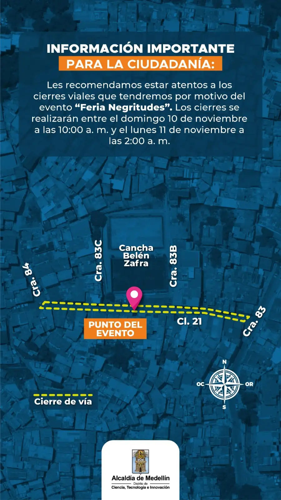 ¡Atención Medellín! Cierres viales por eventos deportivos y culturales este fin de semana