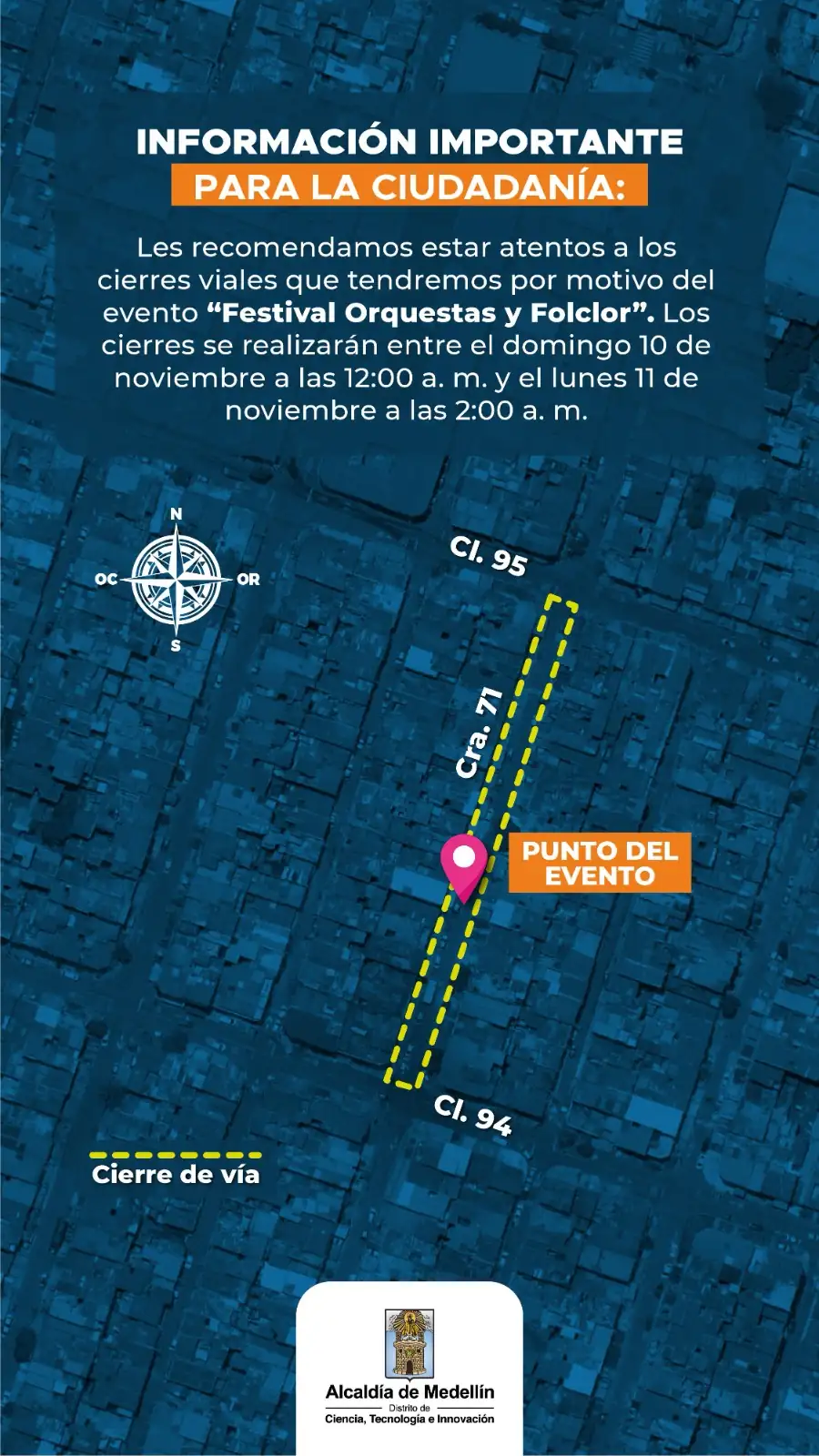 ¡Atención Medellín! Cierres viales por eventos deportivos y culturales este fin de semana