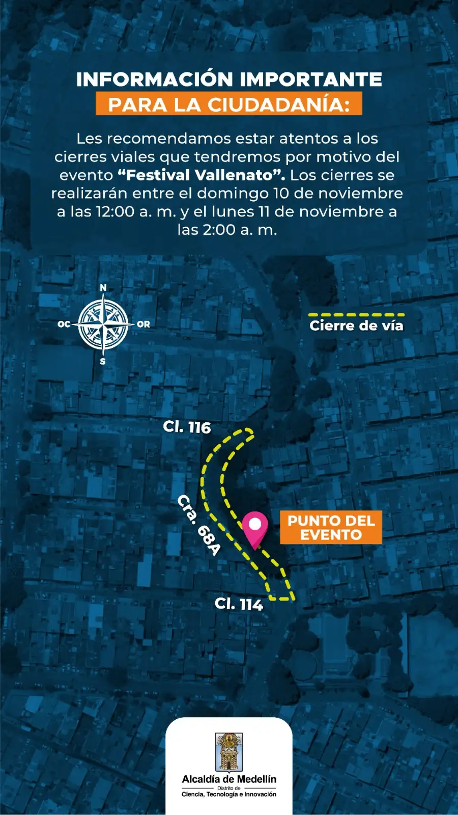 ¡Atención Medellín! Cierres viales por eventos deportivos y culturales este fin de semana