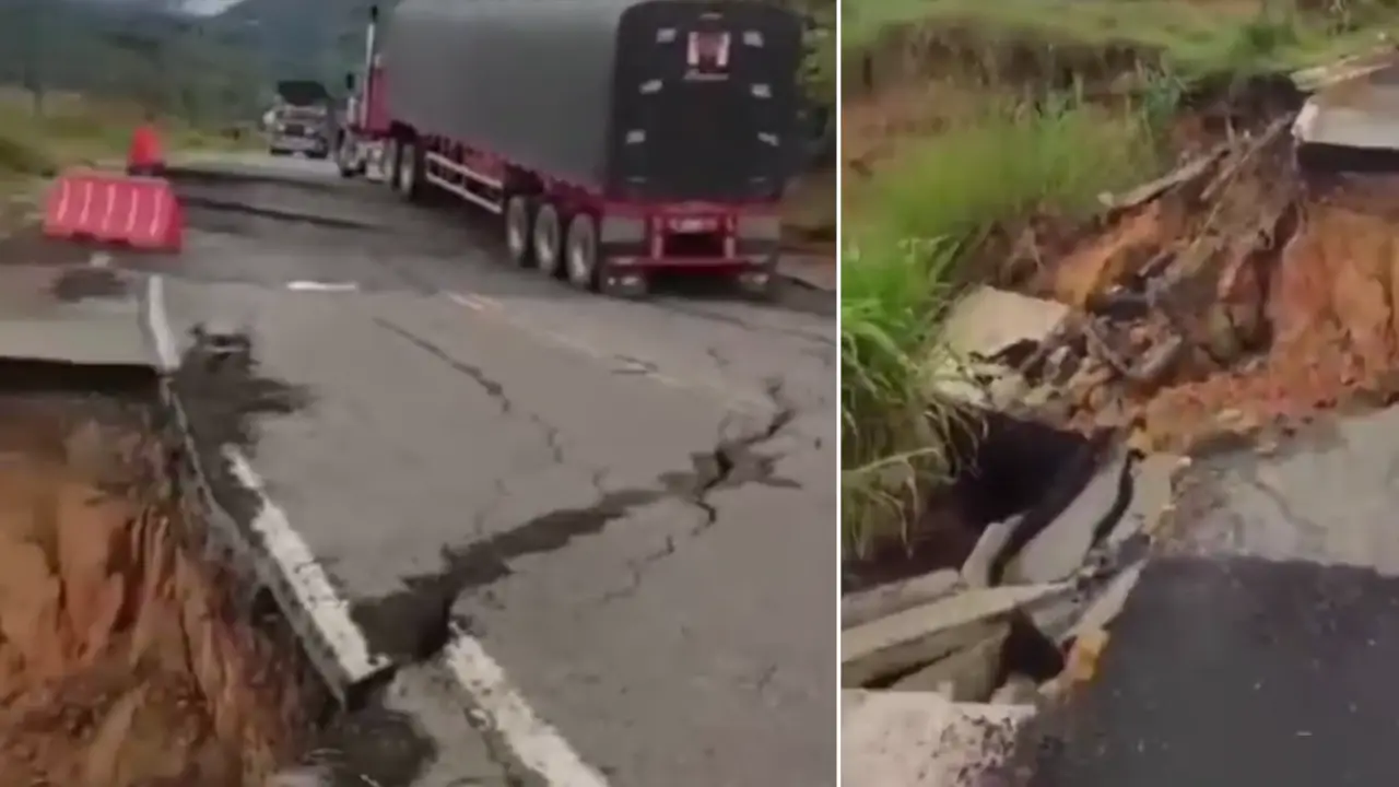 Por hundimiento de bancada no hay paso en la vía Los Llanos – Tarazá Por hundimiento de bancada no hay paso en la vía Los Llanos – Tarazá