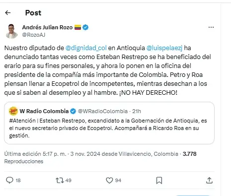 Ecopetrol designa a Esteban Restrepo como nuevo secretario privado 1 Ecopetrol designa a Esteban Restrepo como nuevo secretario privado