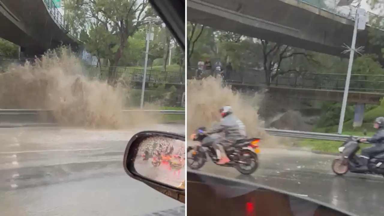 [Video] ¡Atención! Reportan desbordamiento de quebrada que afecta la Autopista Norte en Medellín