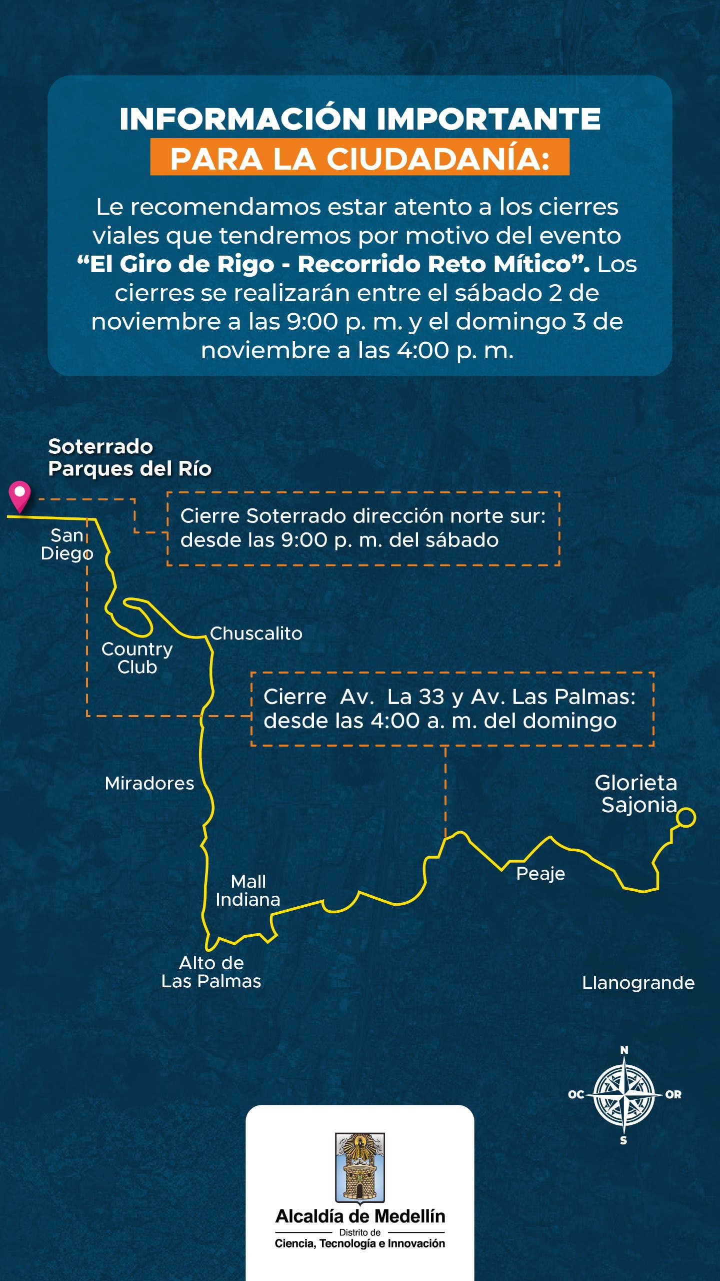 ¡Atención, Medellín! Medidas de prevención vial por "El Giro de Rigo" este domingo