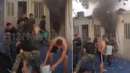 [Video] A punta de balde, policías apagaron el incendio que consumía su estación en Murindó