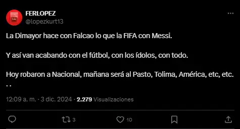 “Robaron a Nacional” es tendencia en redes sociales tras el penalti a favor que benefició a Millonarios 2 Captura-2