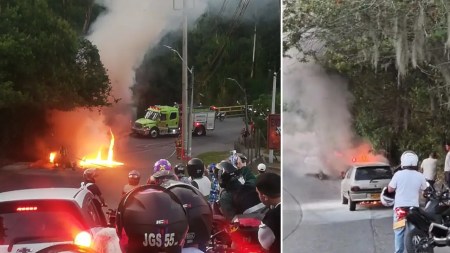 Vehículo particular se incendió en la vía a San Antonio de Prado