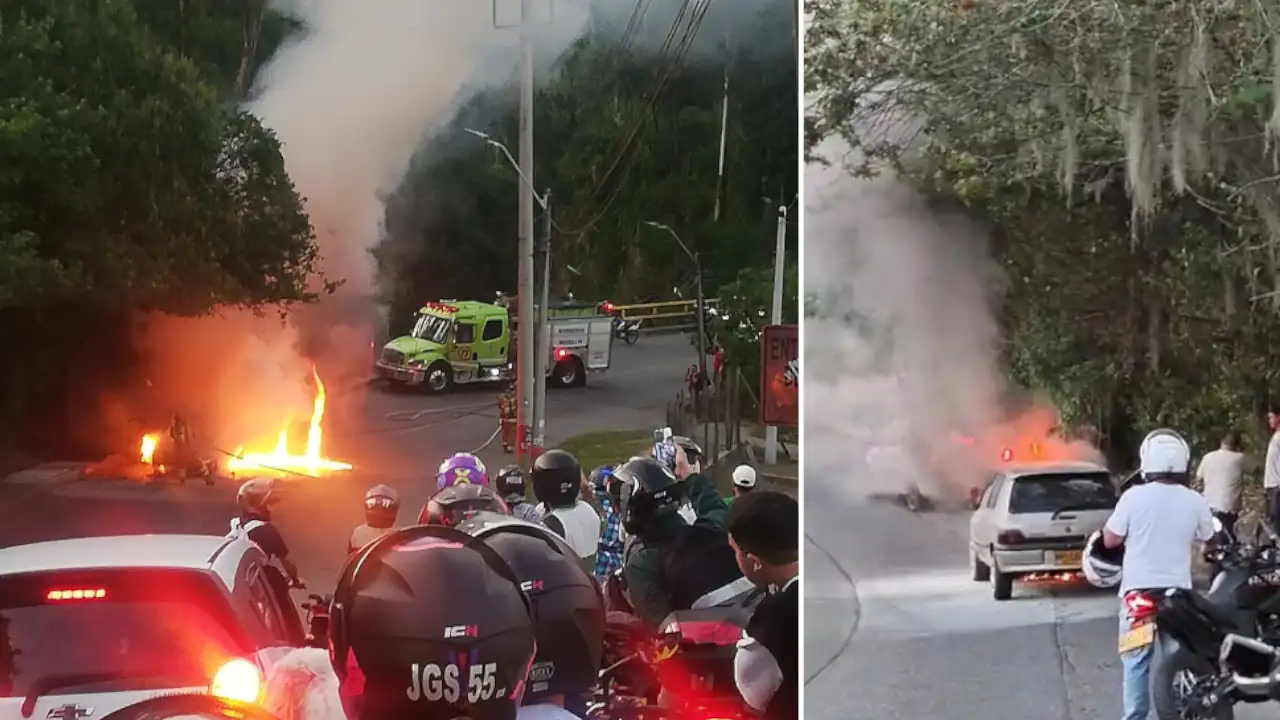 Vehículo particular se incendió en la vía a San Antonio de Prado