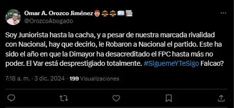 “Robaron a Nacional” es tendencia en redes sociales tras el penalti a favor que benefició a Millonarios 1 captura-1