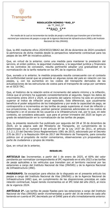 ¡Hubo cambios! Ya no serán dos sino tres aumentos en los precios de peajes para 2025 1 comunciado-1