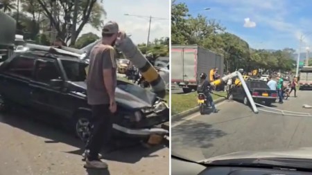 En la Av. Regional, un carro particular colisionó con un poste