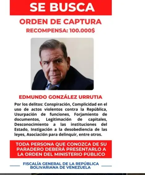 Gobierno de Maduro ofrece recompensa por la captura de Edmundo González