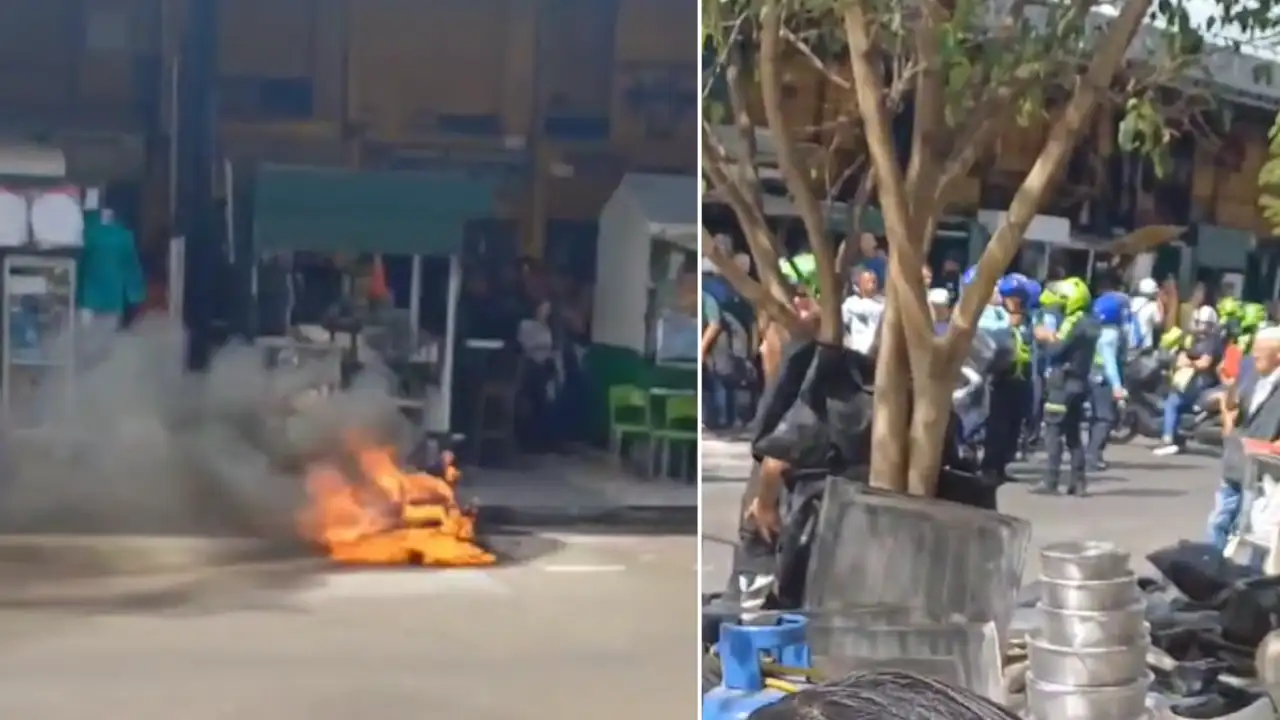 Motociclista prefirió incendiar su moto cuando, en un puesto de control, le pidieron los documentos Motociclista prefirió incendiar su moto cuando, en un puesto de control, le pidieron los documentos