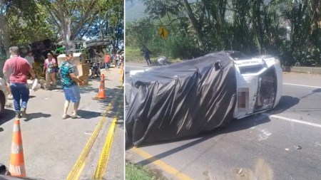 Multitud saquea camión volcado en la vía Medellín – La Pintada