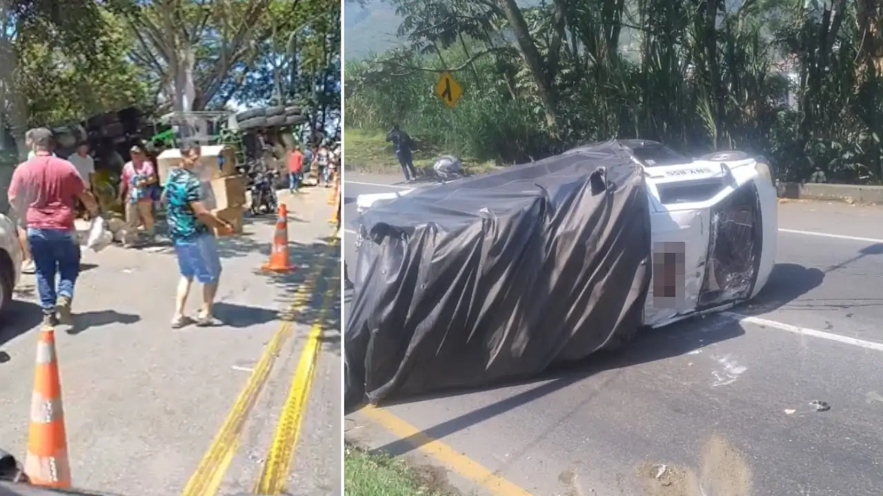 Multitud saquea camión volcado en la vía Medellín – La Pintada