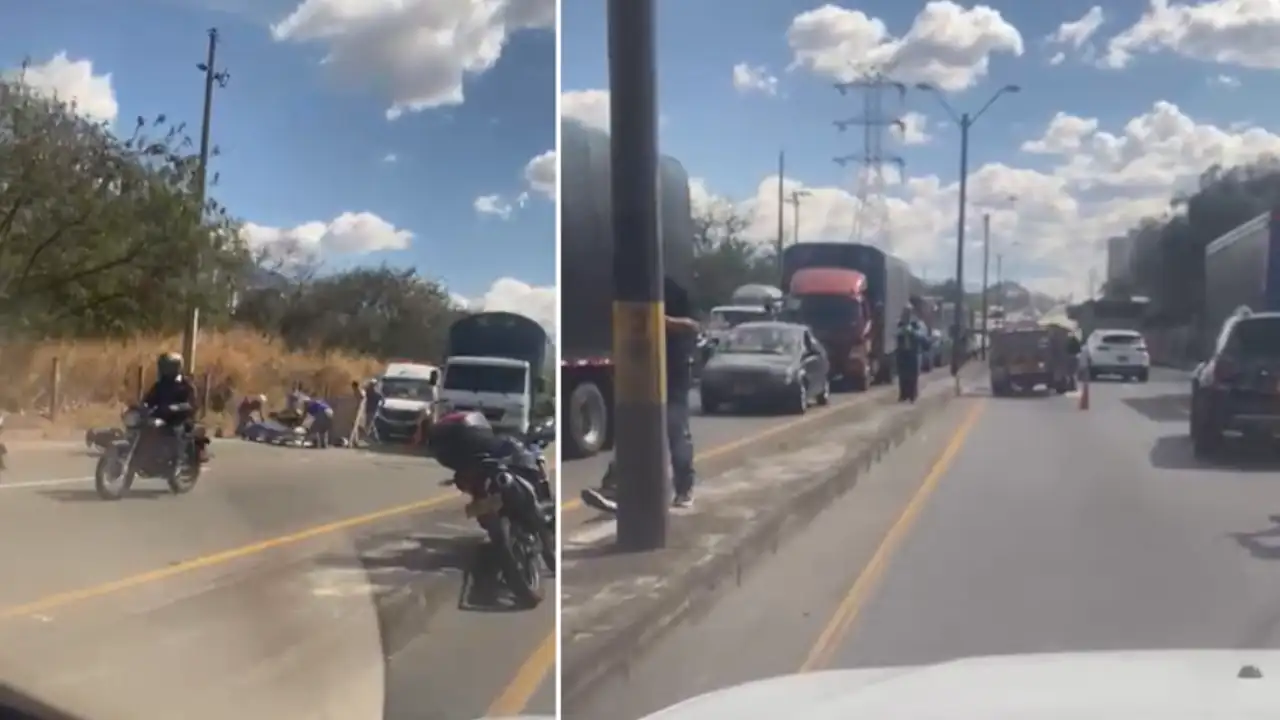 En Bello, una llanta suelta en plena vía hizo caer a motociclista y causó daños en otro vehículo