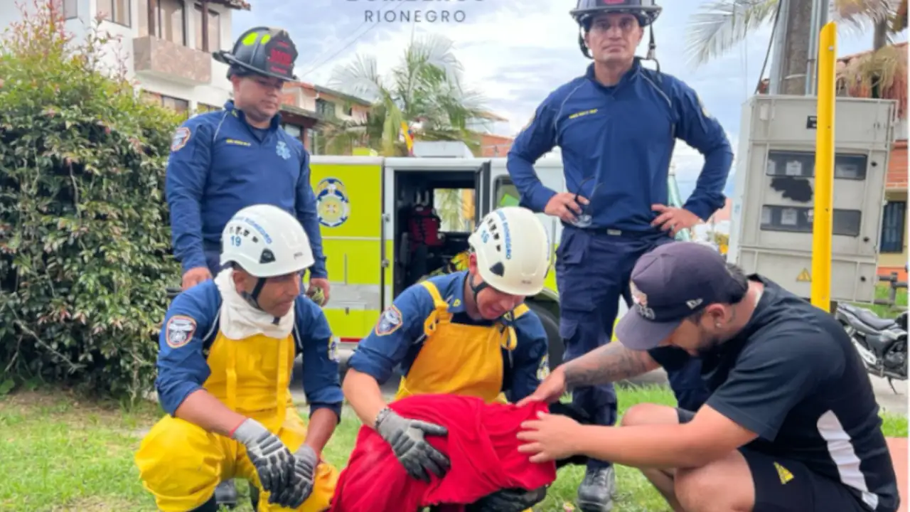 Bomberos de Rionegro rescataron a una perrita que cayó a un pozo