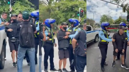 ¡Con arma blanca! Motociclista intenta agredir a agente de tránsito porque no lo dejó pasar por caída de árbol en la 80 Agresión-agente-de-tránsito