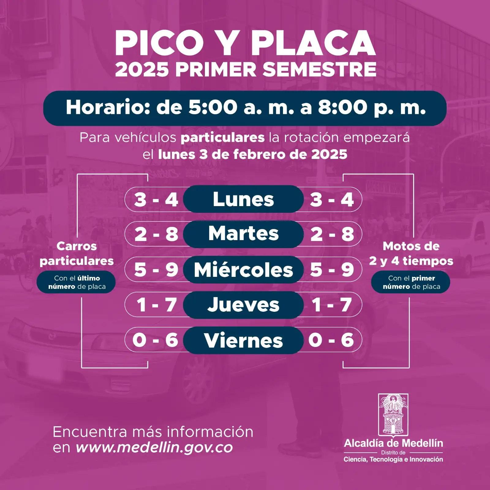 Atención: inicia la rotación del Pico y Placa en Medellín y el Valle de Aburrá