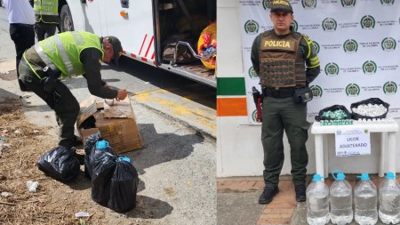 No es agua, es licor chiviado: Policía de Antioquia descubrió el cargamento en un bus