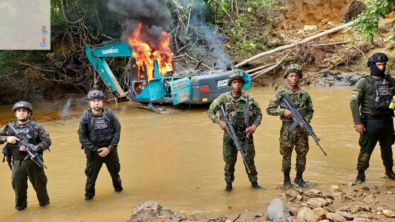 Ejército y Policía capturan a 12 personas en operativo contra minería ilegal en Antioquia