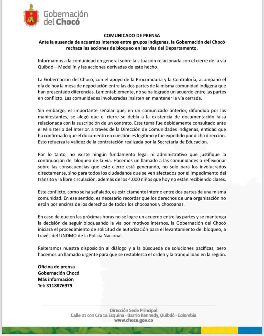 comunicado-cierre-via-quibdo-medellin-choco