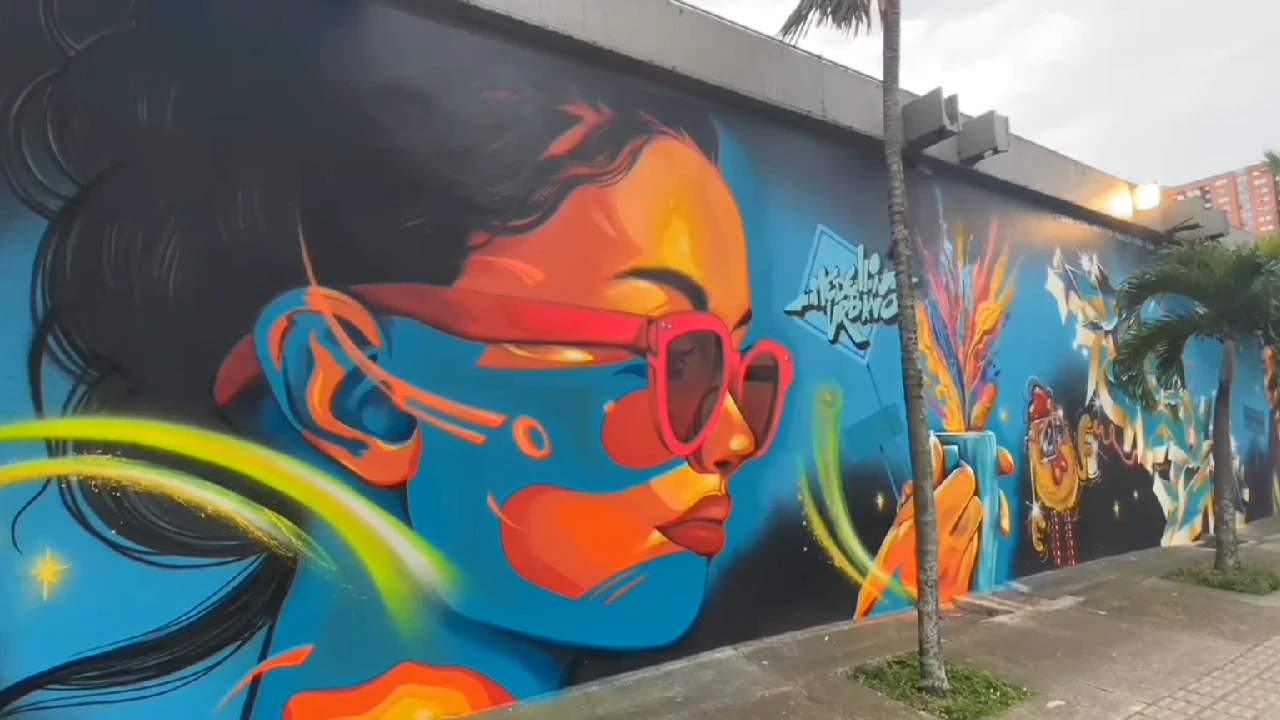 Artista finlandesa, junto a colectivos locales, pintaron uno de los murales más grande de la ciudad de Medellín mural-medellin-artistas-locales-finlandia-centro-comercial-sandiego1