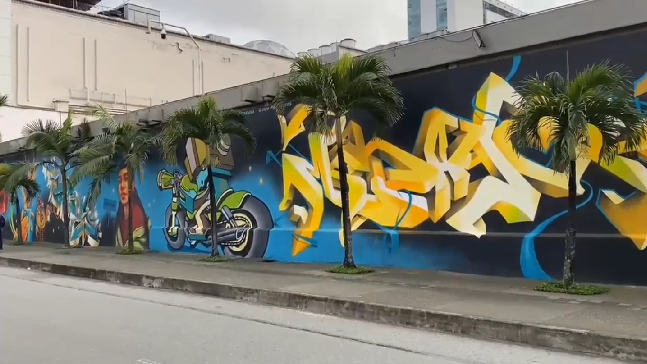 Artista finlandesa, junto a colectivos locales, pintaron uno de los murales más grande de la ciudad de Medellín 3 mural-medellin-artistas-locales-finlandia-centro-comercial-sandiego3