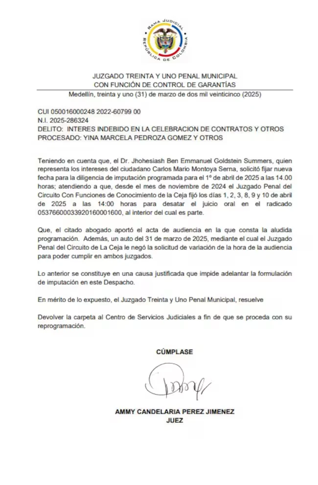 ¡Cero y van dos! Aplazan la audiencia de imputación de cargos contra el exalcalde Daniel Quintero 1 Audiencia-Aplazada