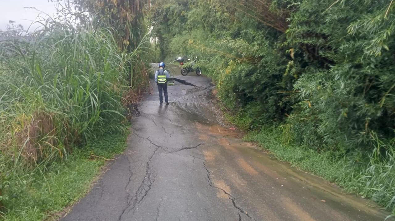 Así se ve el derrumbe en Chinguí- foto cortesía Alcaldía de Envigado