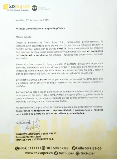 Autoridades de Sabaneta activan medidas tras agresión de taxista a una mujer 1 Autoridades de Sabaneta activan medidas tras agresión de taxista a conductora