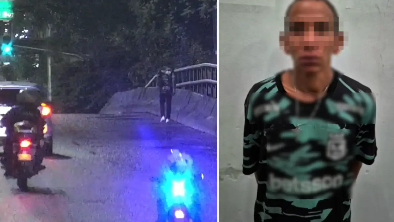¡Quedó grabado! Cámaras captan a hombre que lanzó piedra desde puente en Medellín