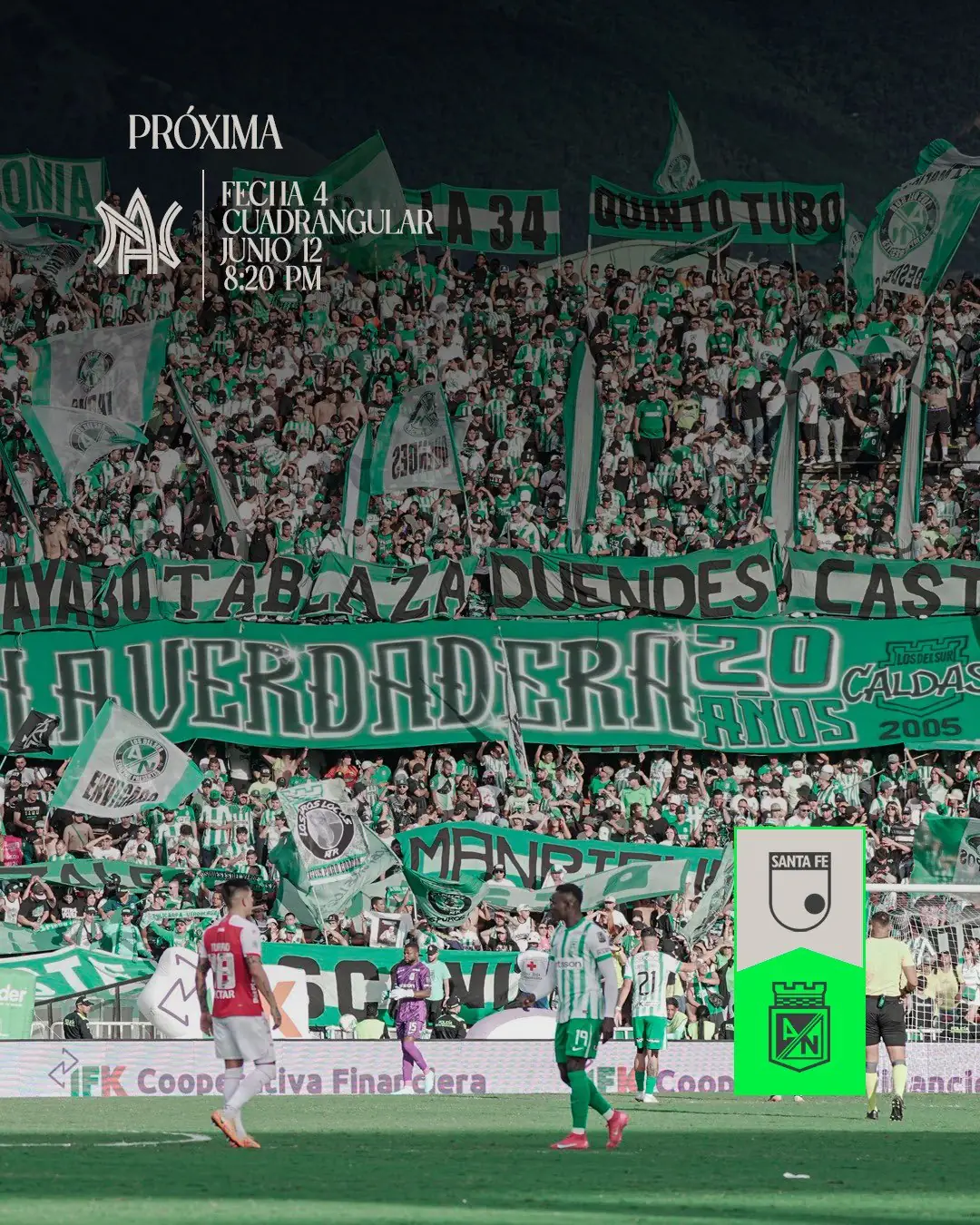 Atlético Nacional cayó en el Atanasio frente a Santa Fe y sus opciones de llegar a la final se reducen al mínimo