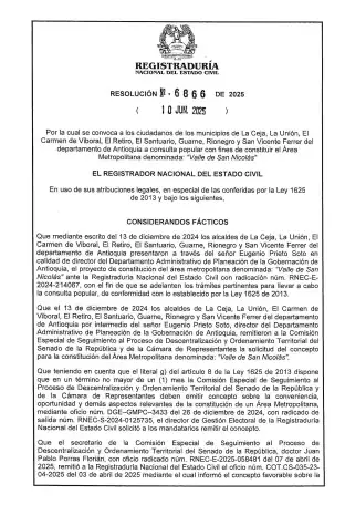 Ciudadanos del Oriente antioqueño decidirán futuro del Valle de San Nicolás