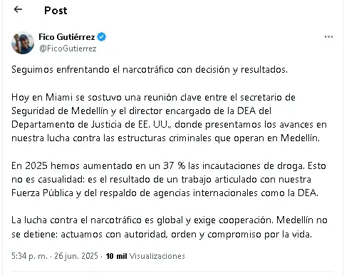 Medellín y la DEA trazan una hoja de ruta conjunta contra el narcotráfico