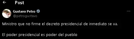 “Ministro que no firme el decreto presidencial se va”: Petro sobre decreto de la consulta popular