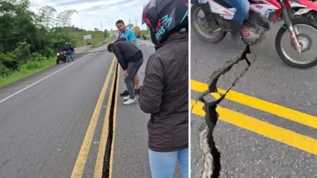 Temblor que sacudió a Colombia y dejó grietas enormes en carretera entre Villavicencio y Yopal Temblor que sacudió a Colombia y dejó grietas enormes en carretera entre Villavicencio y Yopal