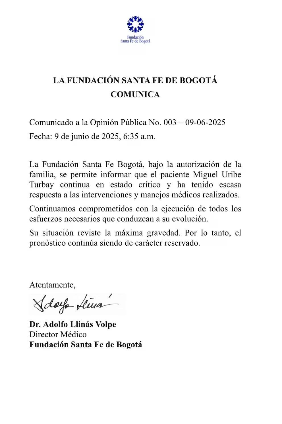 comunicado miguel velez