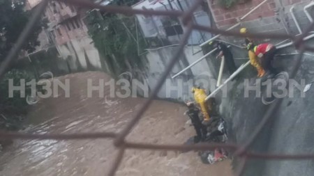 Perrito resistió la corriente y fue rescatado por bomberos de Bello