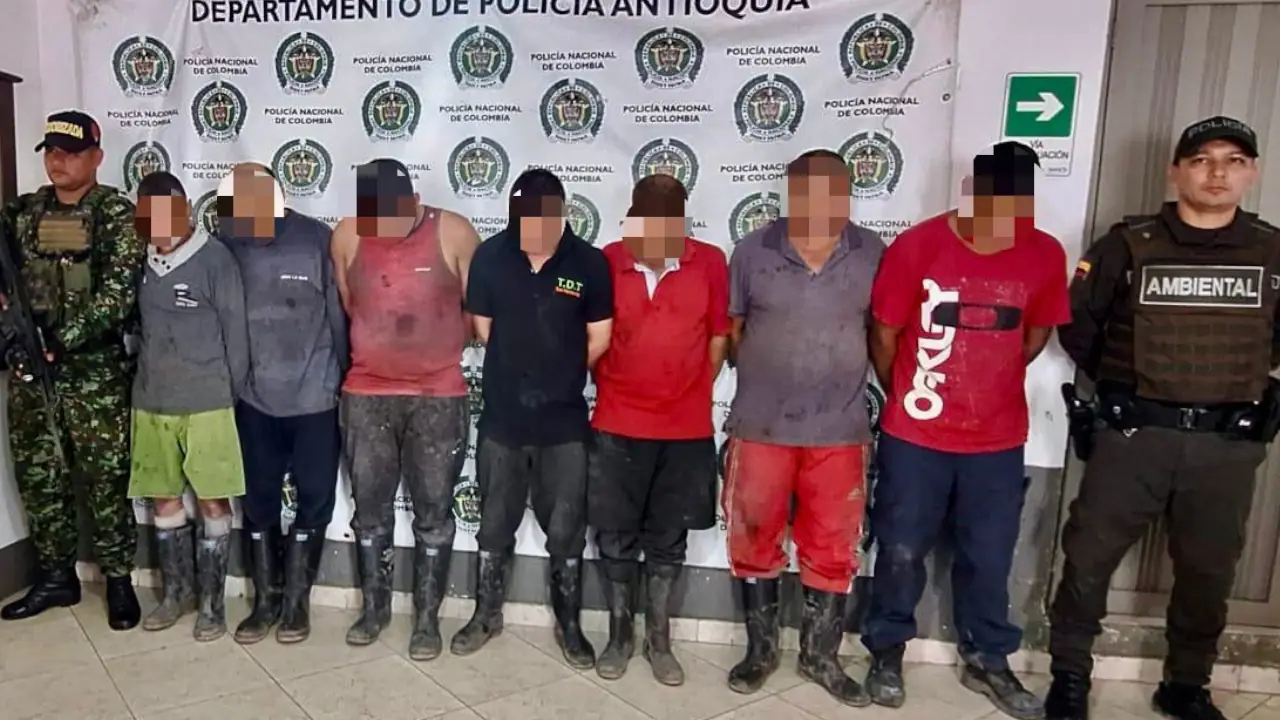 Siete capturados en Amagá durante operativo contra minería ilegal en Antioquia
