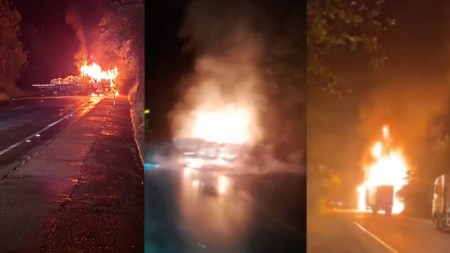 Nuevo ataque en la vía Medellín-Costa Atlántica: un vehículo de carga fue incinerado en Yarumal Camión-Yarumal