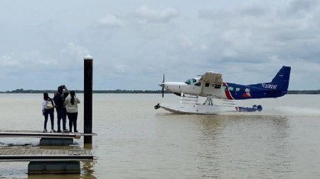 ¡Un hito! En Ayapel, Córdoba, iniciaron las operaciones del primer hidroavión hidroavion
