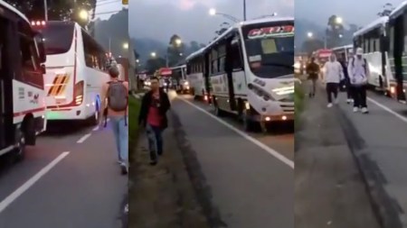 Bloqueo en Caldas, sector las chachas: protesta de transportadores paraliza vía a Medellín CaldasVariante