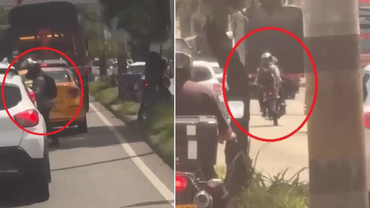 Robo a un conductor en plena fila de carros en Itagüí quedó grabado