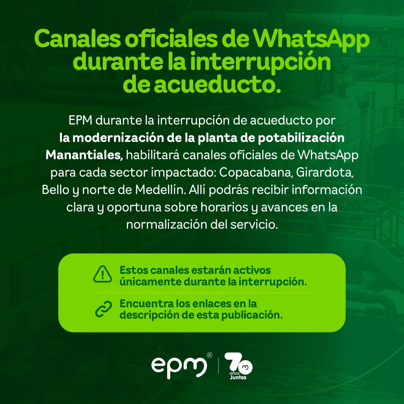 ¡Aliste el balde! Así puede consultar si su barrio tendrá cortes de agua el próximo fin de semana 1 Canales-EPM-consultas