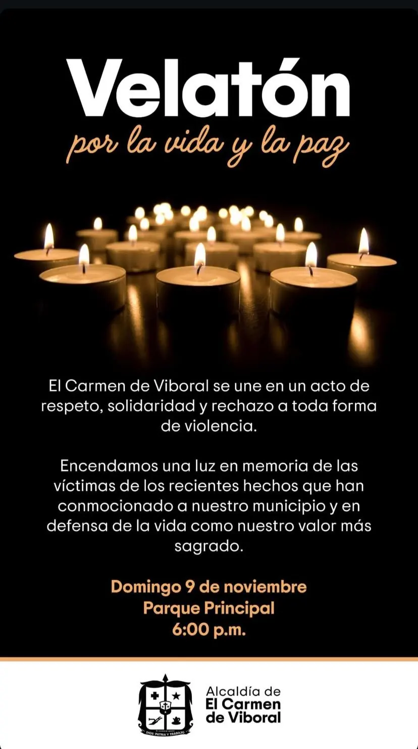 Velatón por la vida en El Carmen de Viboral busca rendir homenaje a tres hombres asesinados