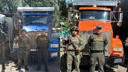 Golpe a la delincuencia: Ejército y Policía recuperan dos volquetas hurtadas en La Pintada